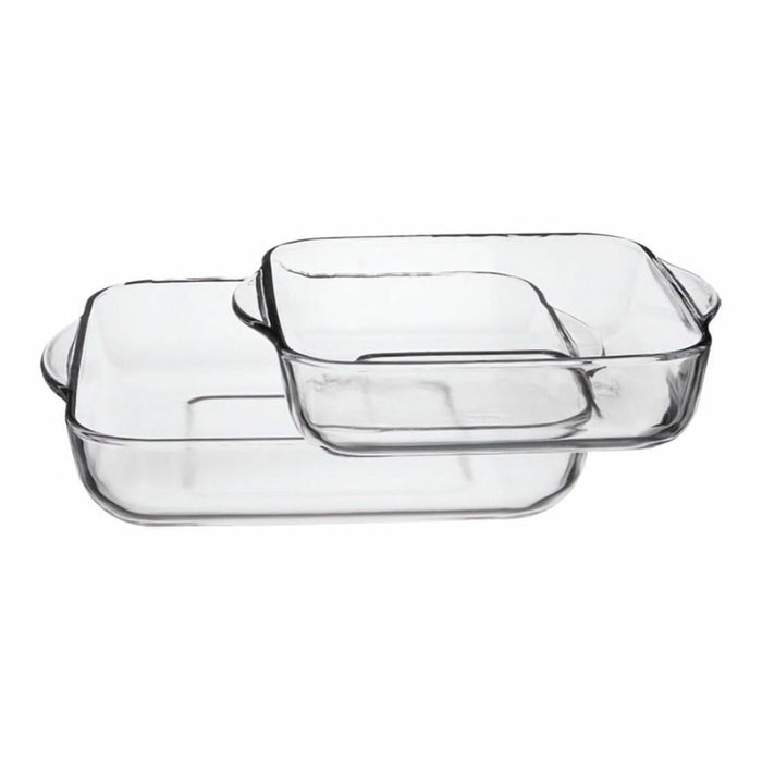 Juego de bandejas para hornear de vidrio de borosilicato transparente (2 piezas)