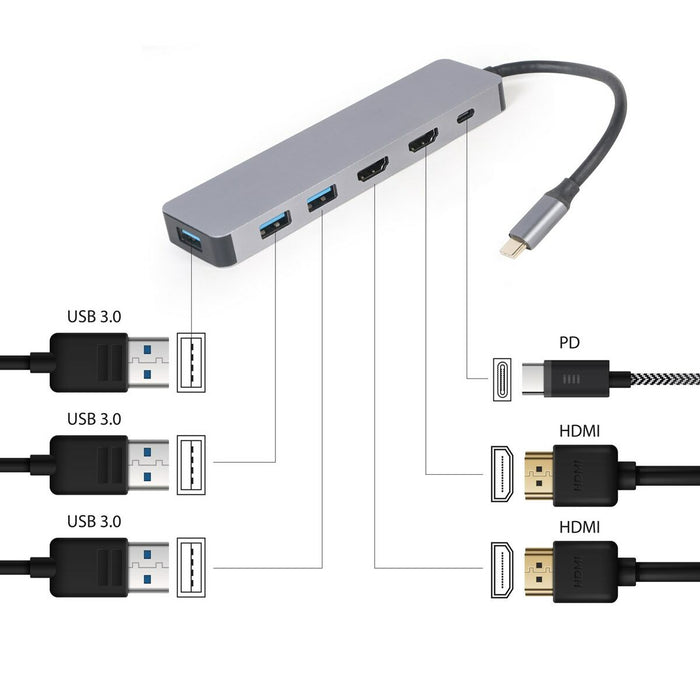 Dockstation GEMBIRD A-CM-COMBO3-03 Grigio Argentato 100 W