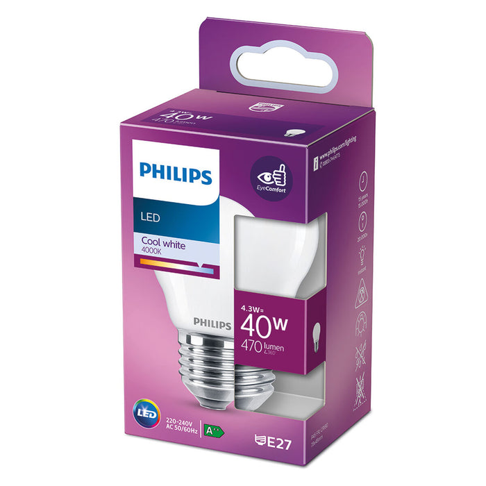 Lâmpada LED Philips 4,5 x 7,8 cm E27 F 470 lm 4,3 W (4000 K)