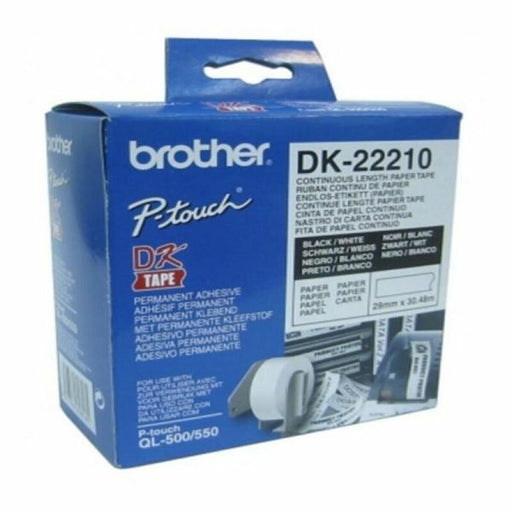 Carta Continua per Stampanti Brother DK22210 29 x 30,48 mm Bianco Nero 80 g/m² (1 Unità)