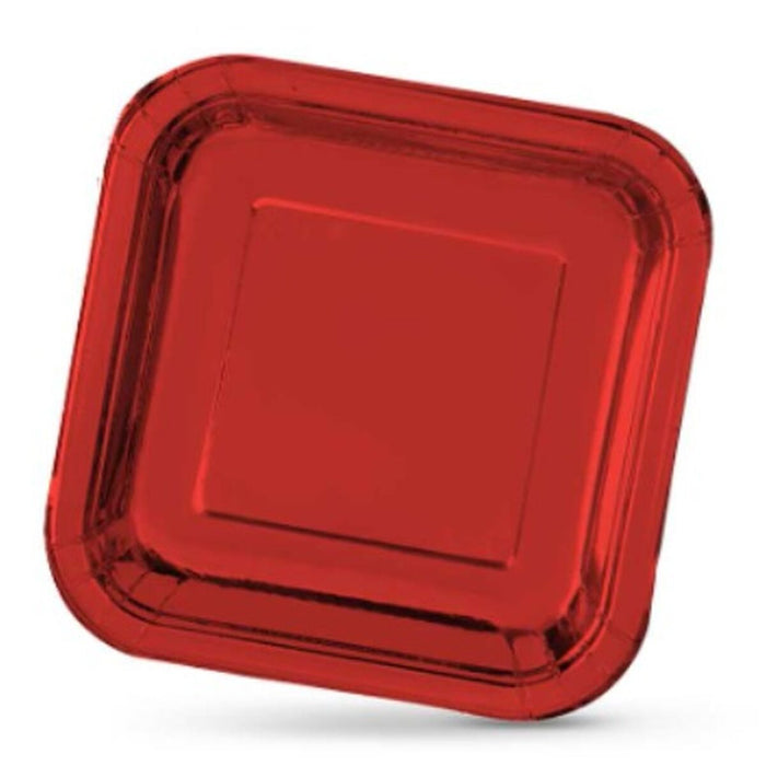 Conjunto de Pratos Quadrado Algon Papelão Descartável 23 x 23 x 1,5 cm Vermelho 10 Unid.
