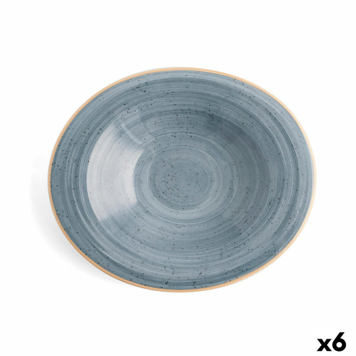 Plato Hondo Ariane Terra Ceramica Azul (Ø 29 cm) (6 Uds)