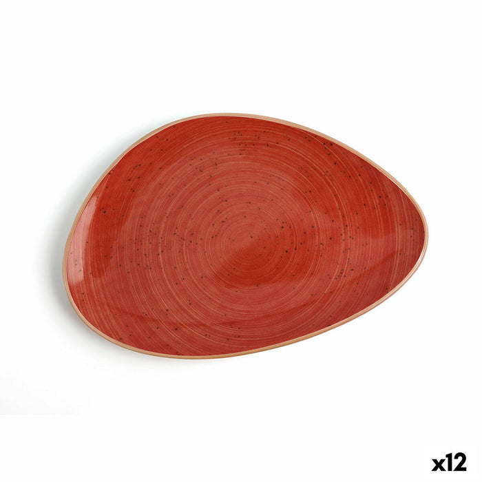 Prato Plano Ariane Terra Cerâmica Triangular Vermelho (Ø 21 cm) (12 Unidades)