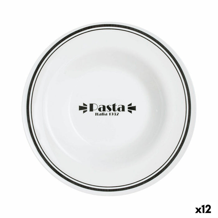 Plato Pasta Luminarc Friends Time Bistro Blanco/Negro Cristal 28,5 cm (12 Uds)