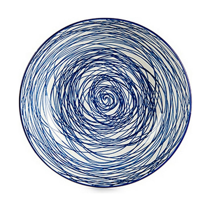 Piatto Fondo Righe Porcellana Azzurro Bianco 6 Unità (20 x 4,7 x 20 cm)