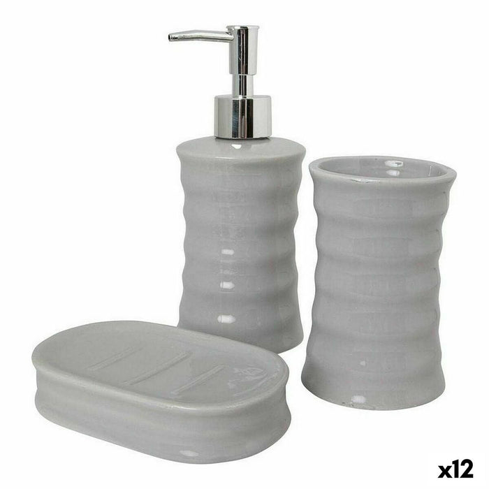 Conjunto de banheiro com ondas de cerâmica cinza metálico (12 unidades)
