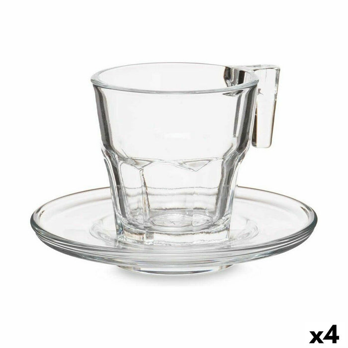 Set de 6 Tazas con Plato Casablanca Cristal Transparente 4 Unidades (70 ml)
