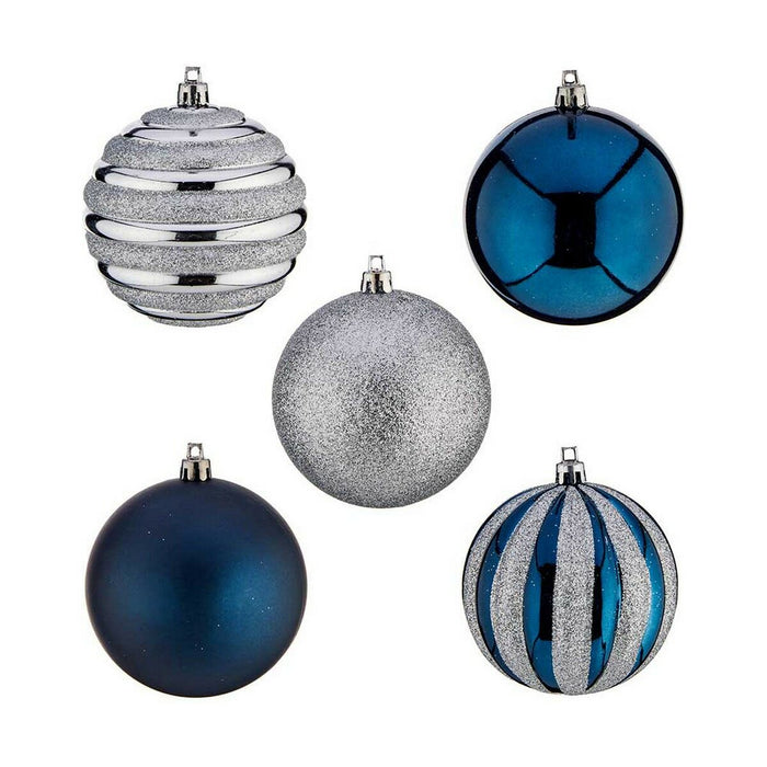Set de Bolas de Navidad Azul Claro Plata Plástico Ø 6 cm (6 Unidades)