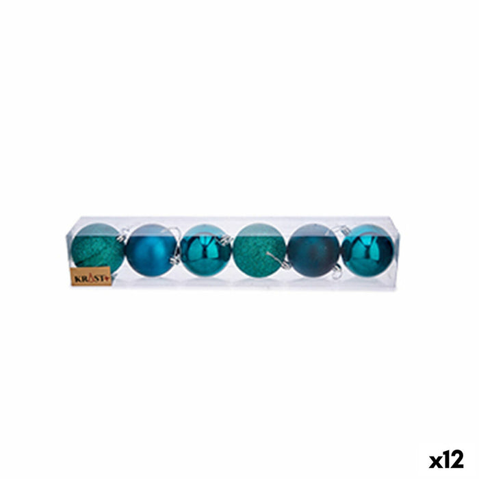 Set de Bolas de Navidad Plástico Azul Ø 7 cm (12 Uds)