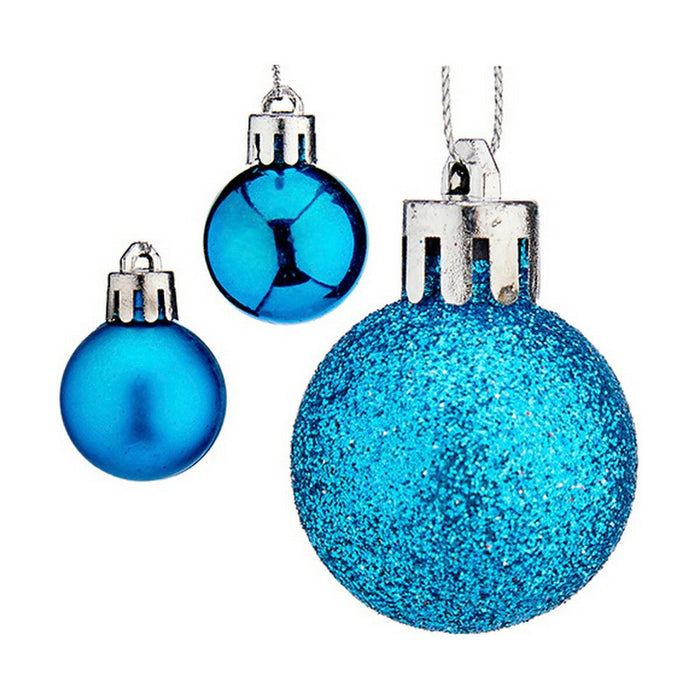 Set de Bolas de Navidad Ø 3 cm Plástico Azul Claro (12 Uds)