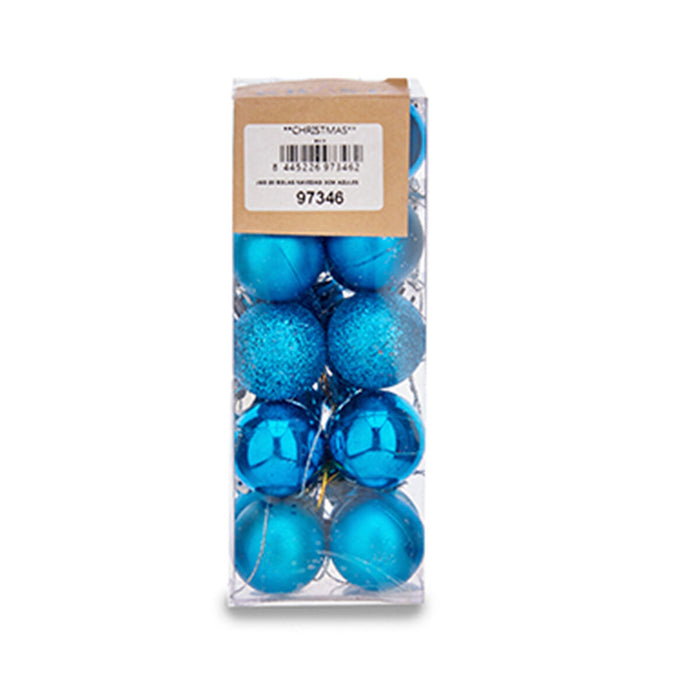 Conjunto de Bolas de Natal Ø 3 cm Plástico Azul Claro (12 Unidades)