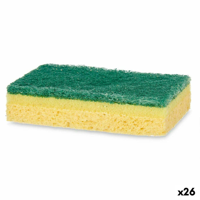 Set Esponjas Fibra Abrasiva Celulosa Verde Amarilla (10,5 X 6,7 X 2,5 cm) (26 Uds)