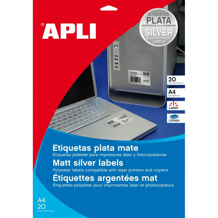 Etichette adesive Apli Metallizzato Argentato 63,5 x 29,6 mm