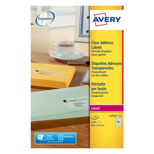 Etichette adesive Avery Trasparente 210 x 297 mm 38,1 x 21,2 mm