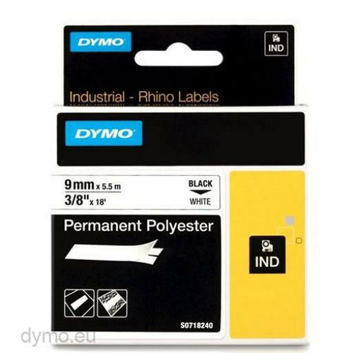 Nastro Laminato per Etichettatrici Rhino Dymo ID1-9 9 x 5,5 mm Nero Poliestere Bianco (5 Unità)