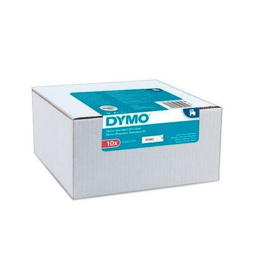 Nastro Laminato per Etichettatrici Dymo Bianco Nero Autoadesive 10 Pezzi (12 Unità)