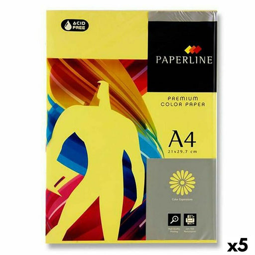 Carta per Stampare Fabrisa Paperline Premium A4 80 g/m² 500 Fogli Giallo (5 Unità)