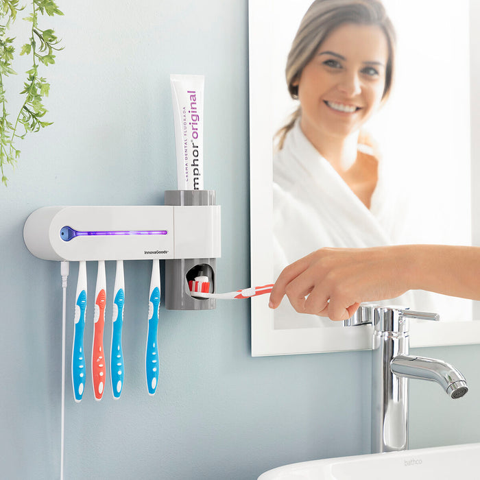 Esterilizador de escova de dentes UV InnovaGoods Smiluv com suporte e dispensador de pasta de dentes