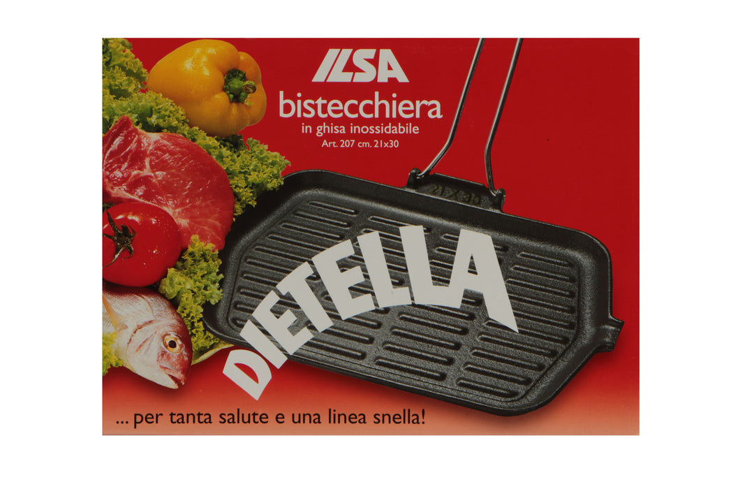 Dietella bistecchiera in ghisa smaltata per cucinare carne e verdure Ilsa