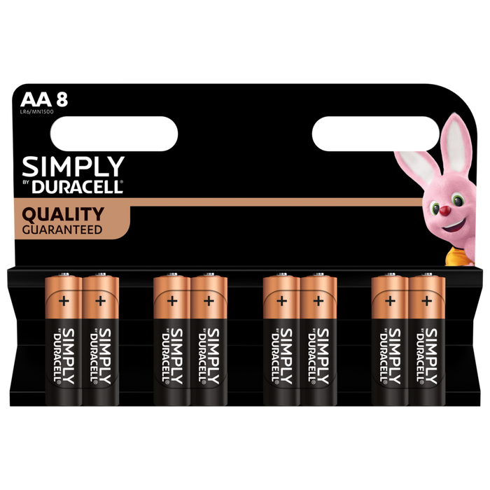 Bateria alcalina Duracell série Simply com 8 (oito) AA 1,5V