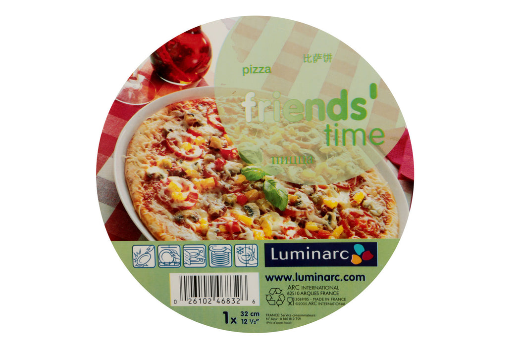 Friends time piatto per pizza in vetro opale temperato ultraresistente di cm 32