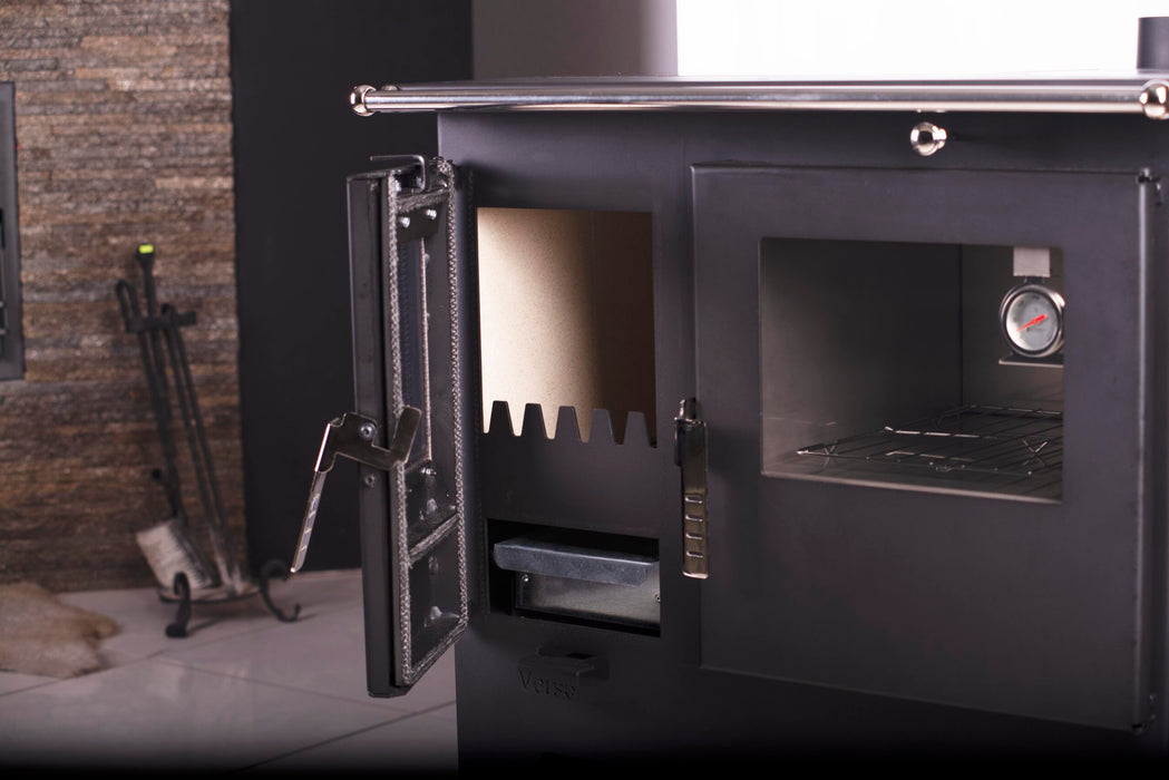 Holzbefeuerter Küchenherd aus Stahl mit konstant hitzebeständigem Ofen 7,7 kW Verso